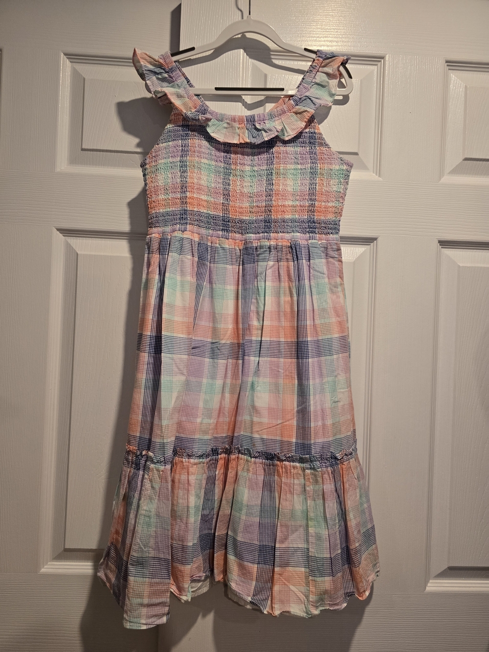 Crewcuts Pastel Plaid Ruffle Sundress - Peach, Mint, Lavender, Navy